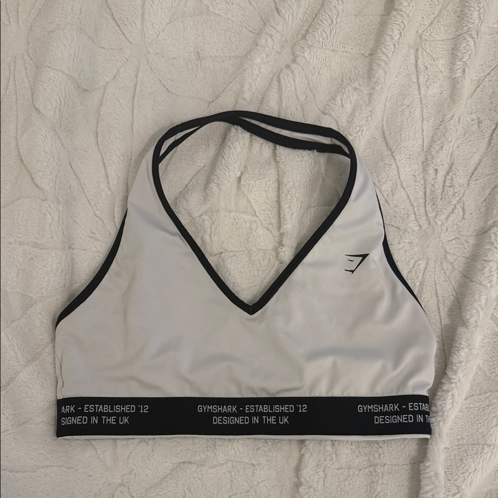 Gymshark White Sports Bralette with Black Trim